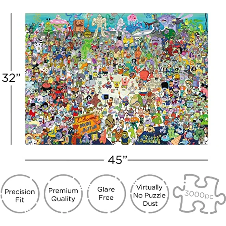 AQUARIUS Nickelodeon 68508 Spongebob Squarepants Cast Schwammkopf Puzzle, 3000 Teile, 81,3 x 114,3 cm – Bild 3