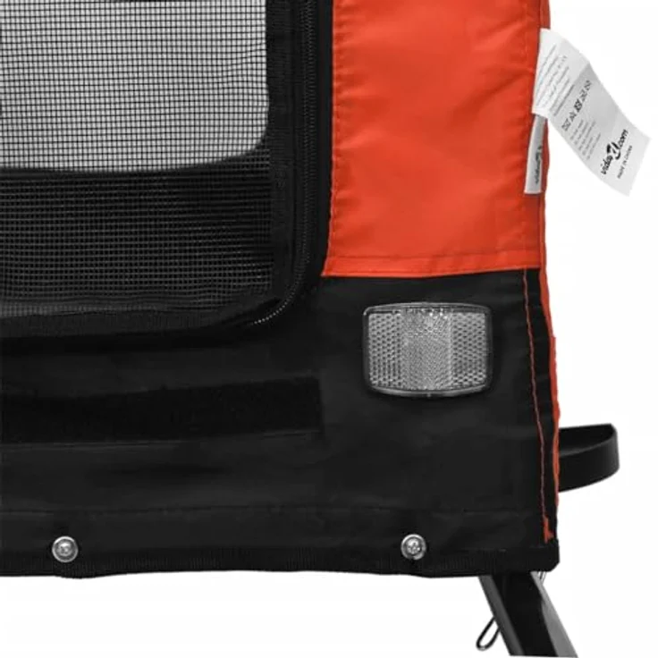 vidaXL Fahrradhundeanhänger Fahrradanhänger Hunde Orange und Schwarz Oxford-Gewebe & Eisen, robust mit PVC-Dach und Reflektoren – Bild 5