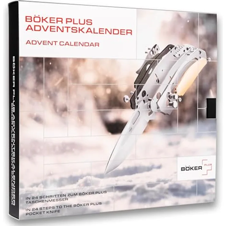 BÖKER PLUS Messer Adventskalender 2024 Aphex Mini - DIY Buttonlock Taschen-Messer Bausatz, D2 Einhandklinge & Überraschung
