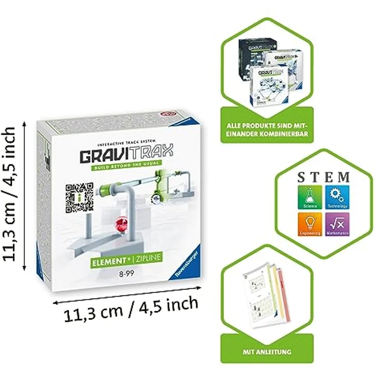Ravensburger GraviTrax Element Zipline Zubehör für das Kugelbahnsystem. Kombinierbar mit allen GraviTrax Produktlinien, Starter-Sets, Extensions & Elements, Konstruktionsspielzeug ab 8 Jahren. – Bild 4