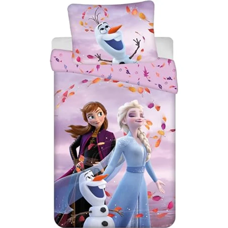 Jerry Fabrics Frozen Kinderbettwäsche Set - Bettbezug 140x200 + Kopfkissenbezug 70x90 aus Baumwolle Öko-Tex Standard für Mädchen - Frozen Eiskönigin Anna ELSA Olaf – Bild 1