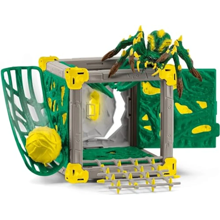 Schleich BattleCave Dschungeltarantel, Schleich Eldrador Creature mit gelb-grüner Färbung, kombinierbar mit anderen BattleCaves, 15 cm Kantenlänge – Bild 4