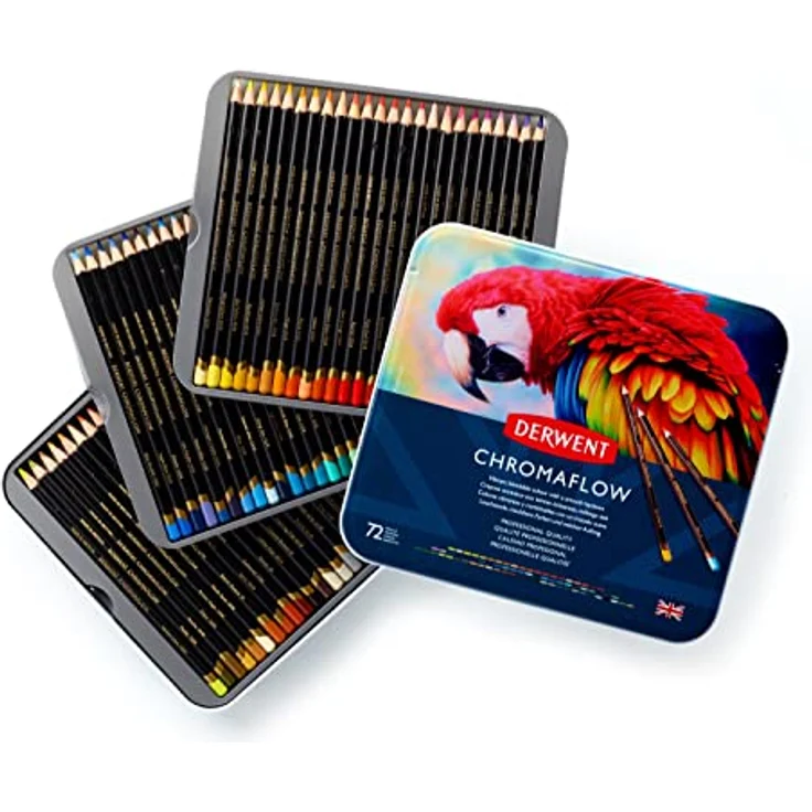 Derwent Chromaflow Buntstifte im 72er Set in Metallbox, 3,5 mm Minenstärke, Mischbar mit Geschmeidiger Textur, Ideal zum Zeichnen, Ausmalen und Layering, Professionelle Qualität, 2306014 – Bild 1