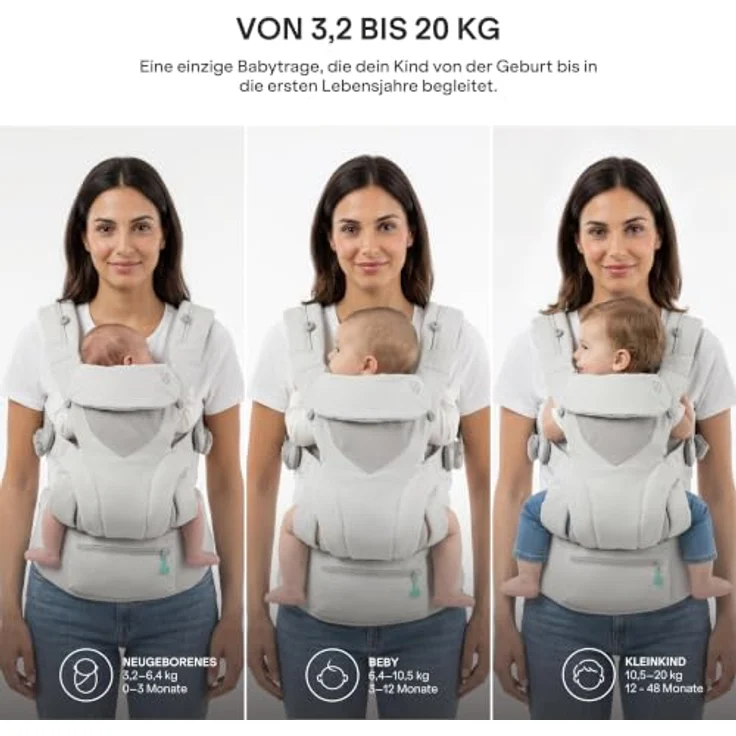 Koala Cuddle Carry, Babytrage für Neugeborene bis 20,4 kg, verstellbare Kopfstütze, 3 Tragepositionen, farblos – Bild 3