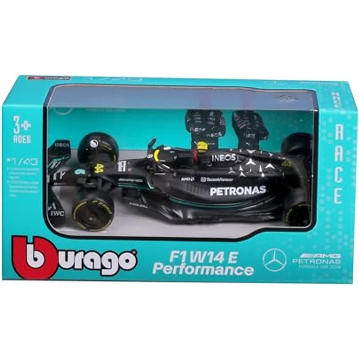Bburago Mercedes AMG Petronas W14 Lewis Hamilton #44 2023, realistisches Modellauto im Maßstab 1:43, offizielle Mercedes-Lizenz, empfohlenes Alter 3+ Jahre – Bild 5