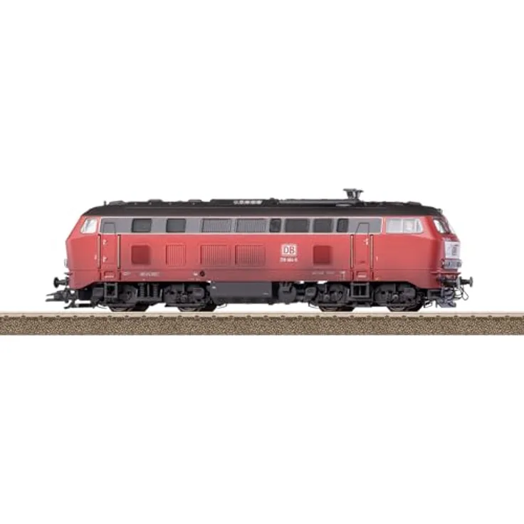TRIX H0 22487 H0 Diesellok BR 218 der DB, orientrot, mit Digital-Decoder und Geräuschfunktionen, 18,9 cm lang