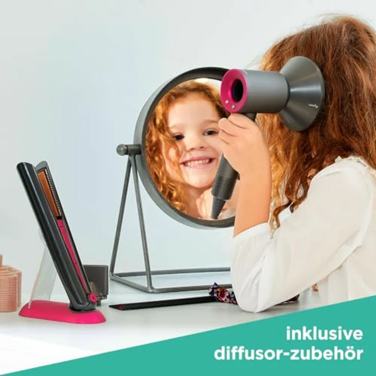 Casdon 73552 Dyson Supersonic & Corrale Deluxe Styling-Set | Spielzeug-Haartrockner und-Glätteisen für Kinder ab 3 Jahre | Mit interaktiven Elementen ausgestattet - Preisvergleich – Bild 5