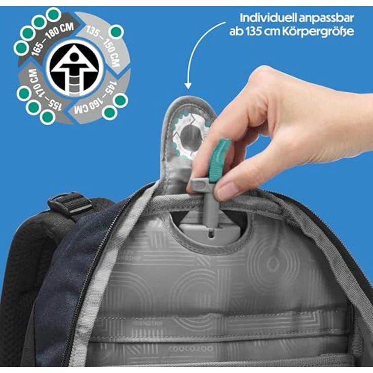 Coocazoo Mate Schulrucksack „Mystic Clouds”, ergonomisch und anpassbar, schwarz-blau, höhen- und größenverstellbar, mit Brust- und Hüftgurt, 30 Liter, für die 3. Klasse – Bild 5