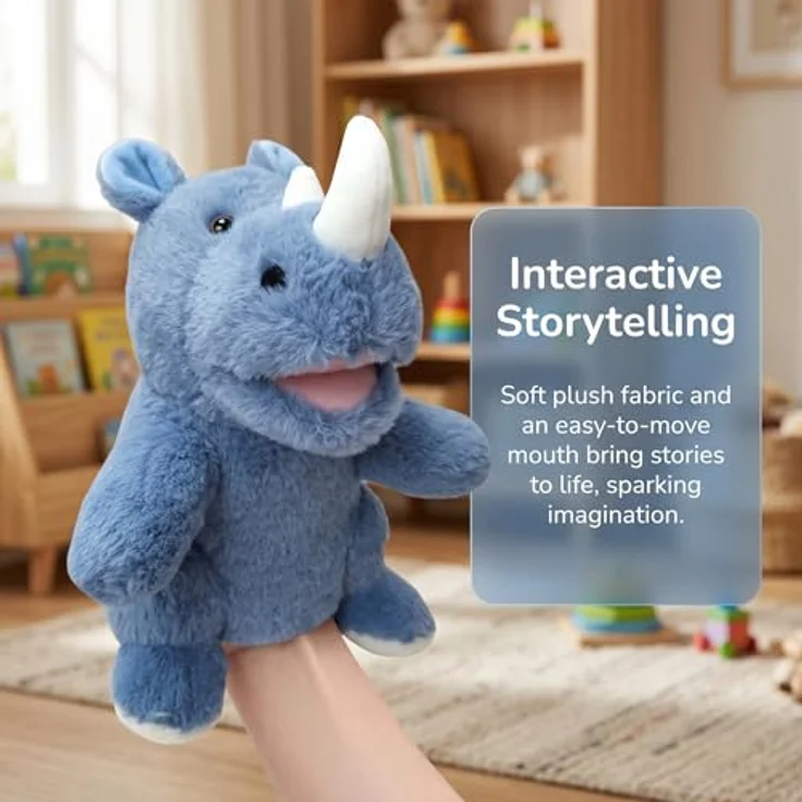 LOMTRATS Tierhandpuppen Set 2026, Wolf, Tiger, Löwe, Affe mit beweglichen offenen Mündern, 25 cm, für kreatives Geschichtenerzählen und Vorschulalter – Bild 3