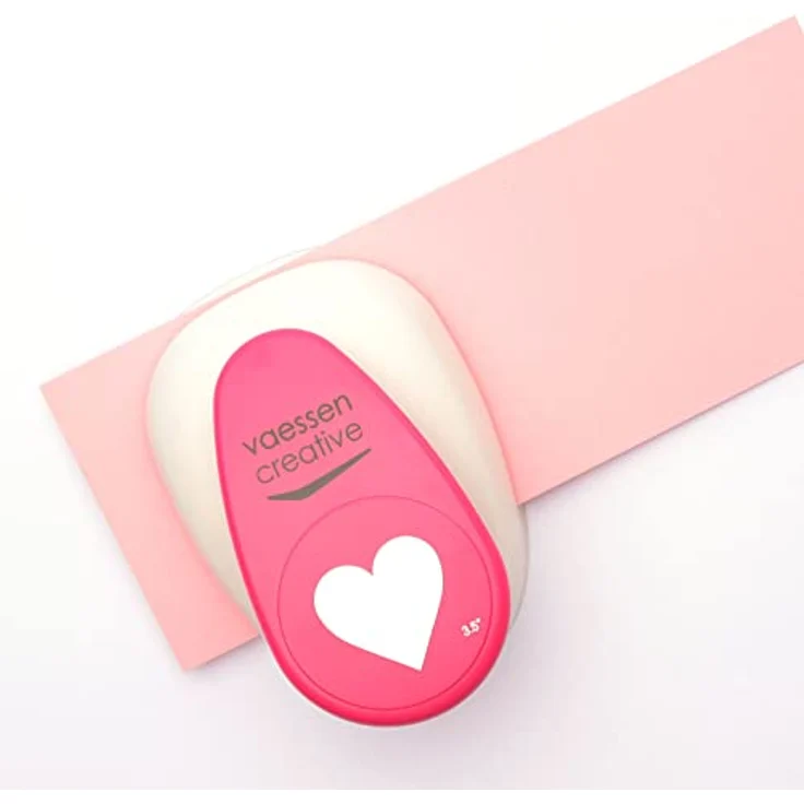 Vaessen Creative Motivstanzer Herz, 7.9 x 8 cm, für Bastelpapier und Scrapbookpapier, Weiß/Rosa – Bild 4