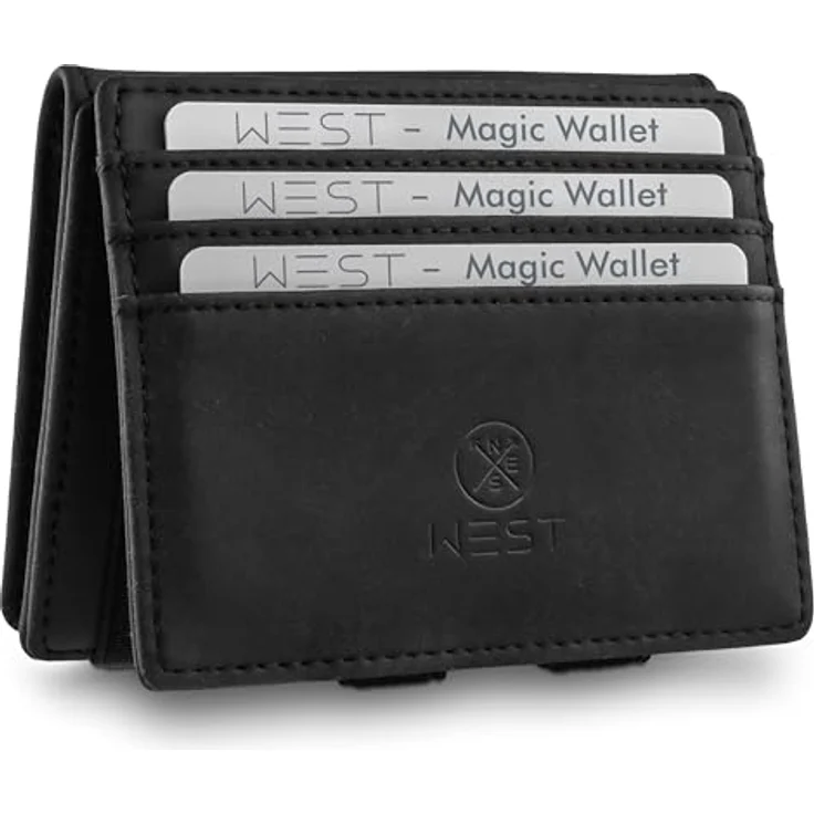 WEST Geldbörse - Magic Wallet (Klassiker) mit großes Münzfach - inklusive Geschenkbox (Geldbeutel mit Münzfach - Der perfekte Begleiter für unterwegs - RFID Datenschutz) – Bild 3