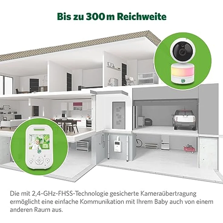 LeapFrog LF2513 Babyphone mit Kamera, Schwenk- und Neige Video Baby Monitor, 2.8 Inch Display, Nachtsicht, 300 m große Reichweite,12H Lange Akkulaufzeit Babyphone,Beruhigende Schlaflieder – Bild 9