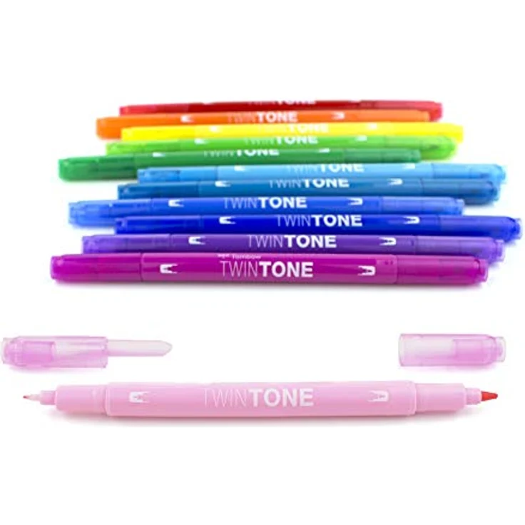 Tombow Twin Tone Filzstifte, 12 Stück, Regenbogenfarben - Ideal für Journaling, Sketchnoting und Lettering – Bild 2