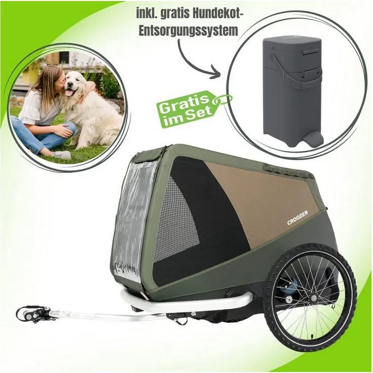 Croozer Fahrradhundeanhänger CROOZER Dog Mikke Hundefahrradanhänger bis 45 kg, inkl. gratis Pet Genie Hundekot-Entsorgungssystem - Preisvergleich
