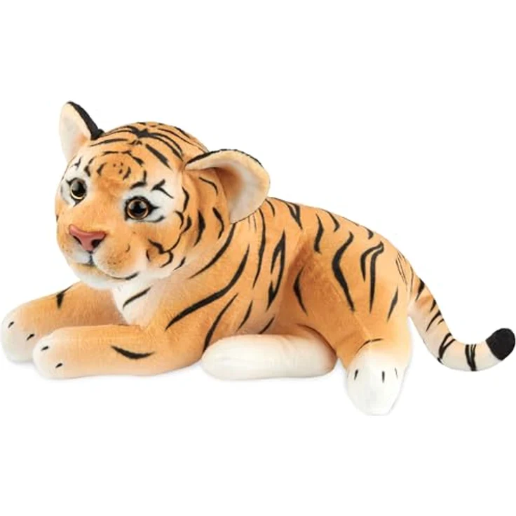 BRUBAKER Tiger Kuscheltier - 30 cm Stofftier - Baby Plüschtier Raubkatze Liegend - Kinder Plüsch Spielzeug - Braun – Bild 2