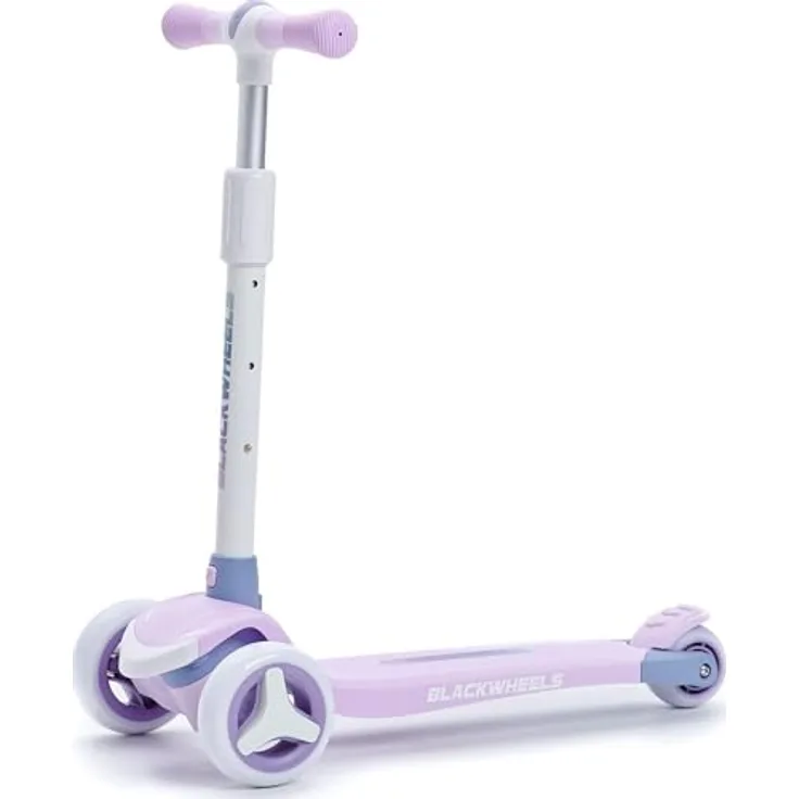 BLACKWHEELS Kinderstep Scooter Blink Pastel Pink, Dreirädriges Design mit LED-Rädern