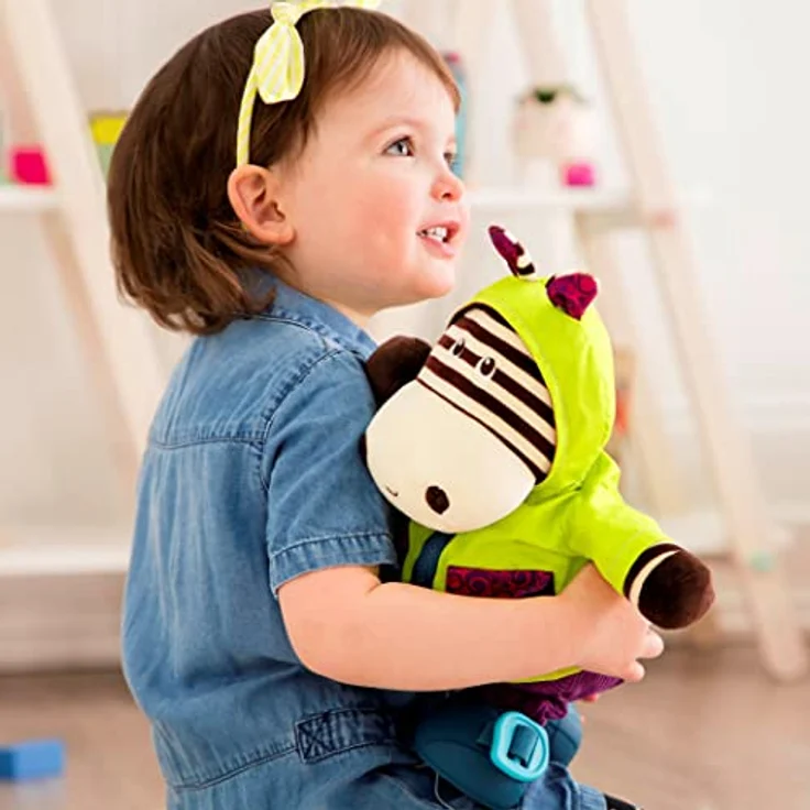 B. toys Zebra Kuscheltier zum Anziehen lernen – Schleife, Reißverschluss, Klettverschluss, Knopf – Lernspielzeug mit Geräuschen für Kinder ab 2 Jahre – Bild 3