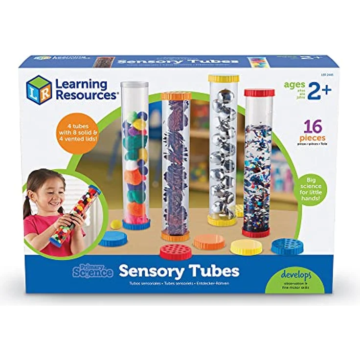 Learning Resources Primary Science Entdecker-Röhren, Experimentierkasten mit 4 transparenten Röhren und ventilierten Deckeln für olfaktorisches Entdecken – Bild 1