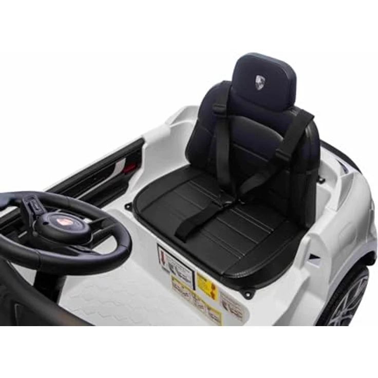 Beneo Motors Porsche Cayenne Kinder Elektroauto 12V lizenziert – Einzelsitz mit 10.8V Lithium-Batterie, 2x25W Motoren, 2,4GHz Fernbedienung, MP3 USB/AUX, LED-Lichter, Federung, weiß – Bild 5