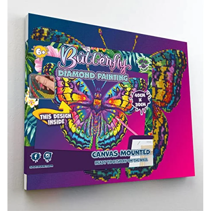 SPLAT PLANET Schmetterling 5D Diamant-Gemälde-Set, gerahmt, inklusive Strasssteine, 30 x 40 cm, Kunst und Handwerk für Erwachsene und Kinder – Bild 4