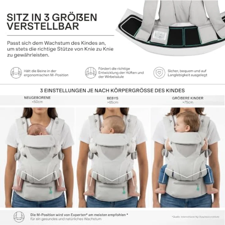 Koala Cuddle Carry, Babytrage für Neugeborene bis 20,4 kg, verstellbare Kopfstütze, 3 Tragepositionen, farblos – Bild 2