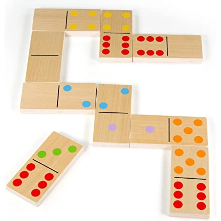 Bigjigs Toys Jumbo-Dominosteine, hölzernes Legespiel mit 28 Spielstücken, für Kinder ab 3 Jahren, in stabilem Holzschal – Bild 5