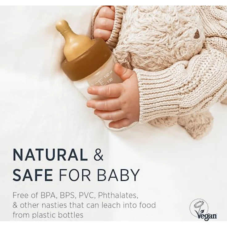 HEVEA Wide Neck Baby Bottle Nipple, Glasflaschensauger aus 100% Naturkautschuk, mittlerer Fluss, für Babys und Kleinkinder ab 3 Monaten, umweltfreundlich und BPA-frei – Bild 4