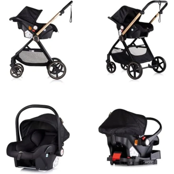 Chipolino Kombikinderwagen 3 in 1 Marbella Fußabdeckung Einlage i-Size Babyschale, Schwarz – Bild 4