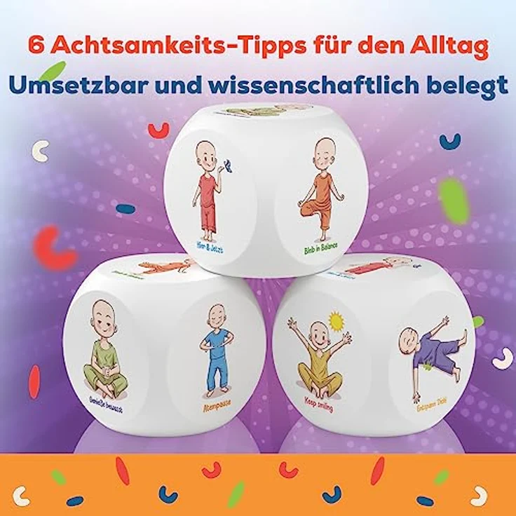 GLÜCKSGUT® Anti Stress Würfel mit 6 humorvollen Motiven, Geschenkbox und Anleitung für Achtsamkeit & Stressabbau, ideal als Büro Geschenk – Bild 3