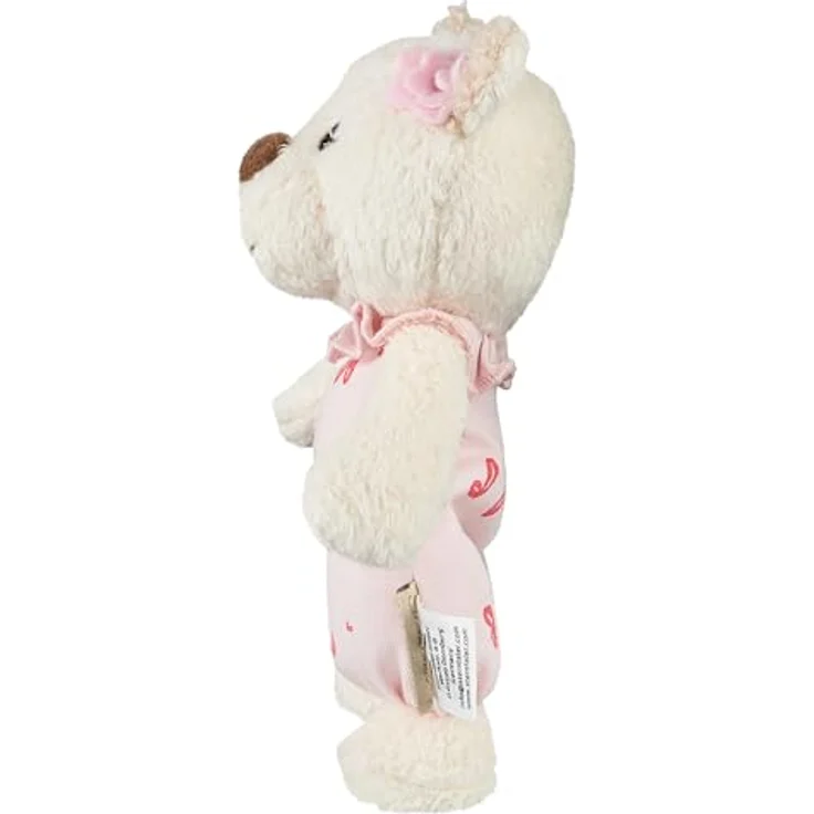 Sterntaler Kuscheltier S BÄR Betty, cremeweißer Bär mit Rassel und Herzmuster – Bild 4