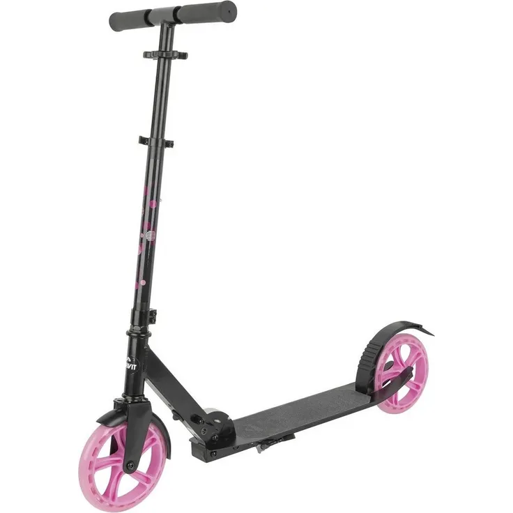 Crivit Alu Scooter, klappbar und leicht, stabil bis 100 kg, 4-fach höhenverstellbar, 175 mm Rollen, rosa