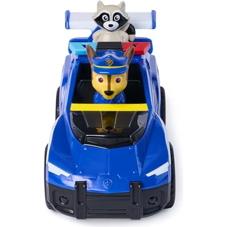 Paw Patrol PAW Search & Rescue Vehicle Chase, Pullback-Fahrzeugset mit Polizeiauto und Figuren, 15 cm, inkl. Chase und Waschbär – Bild 5
