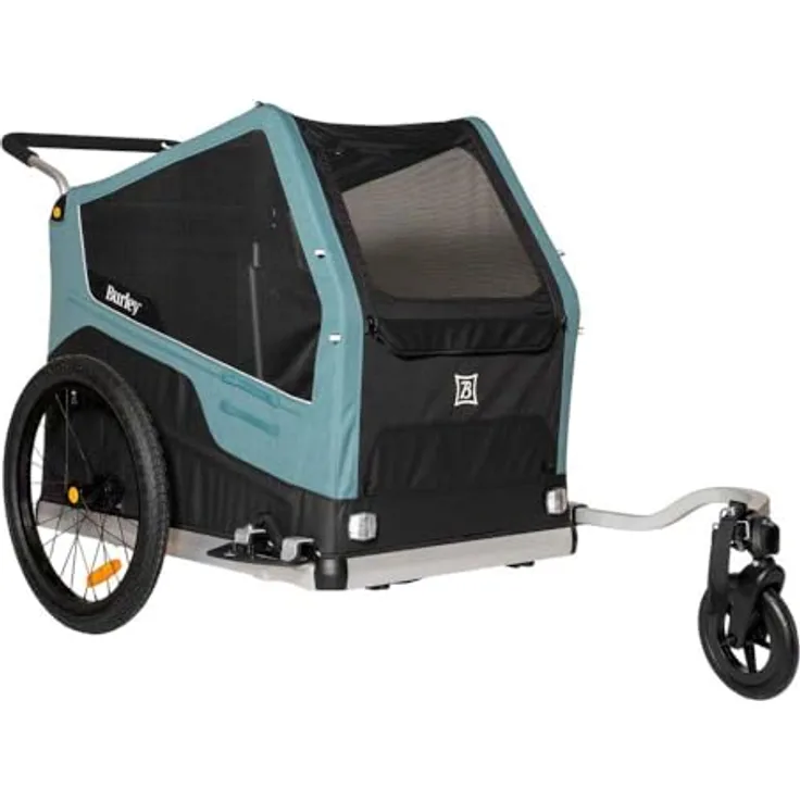 Burley Bark Ranger XL Mod 22, Fahrradanhänger für große Hunde, schwarz/blau, 45 kg Tragfähigkeit, umweltfreundliches Material, viel Stauraum