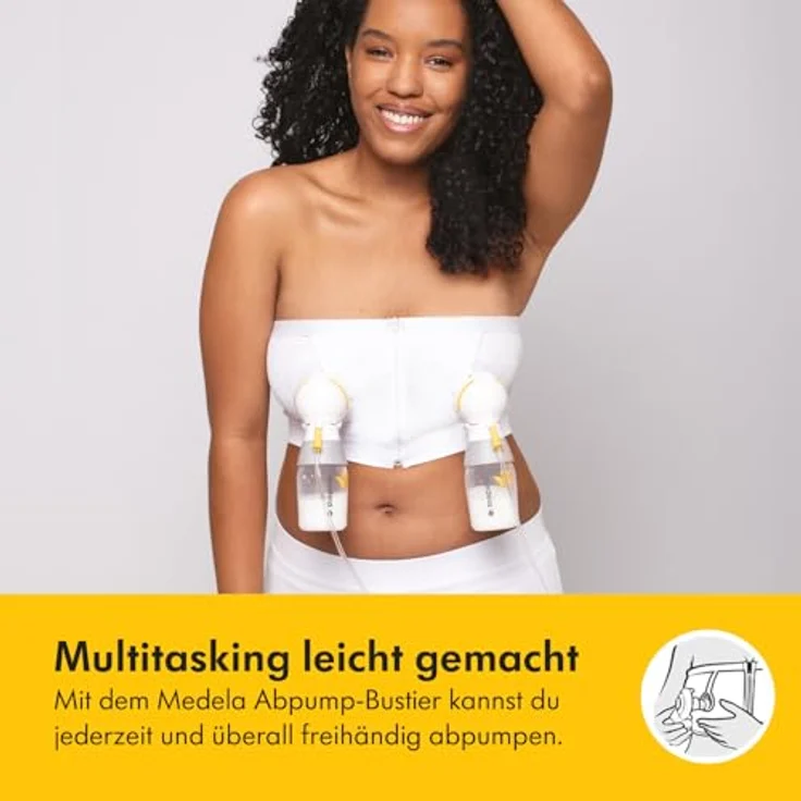 Medela Abpump-Bustier Hands-free, flexibles Milchpumpenzubehör, Weiß, Größe L – Bild 4