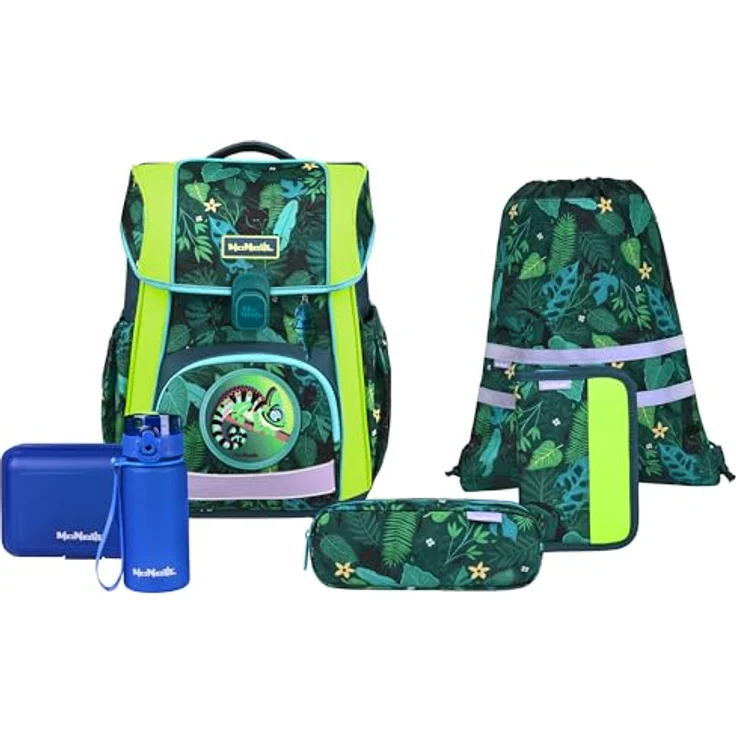 McNeill Schulranzen-Set BRAVO 9tlg. (TROPIC), ergonomisches Rückensystem, 21 L Volumen, inkl. gefülltem Etui und Sportbeutel – Bild 2