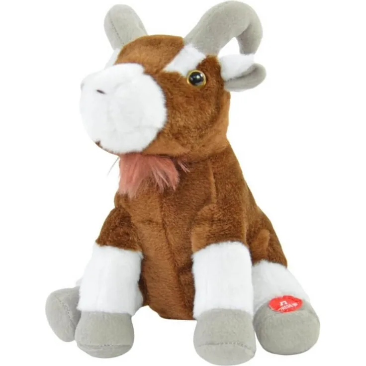 OTTO Kuscheltier Jodelnder Steinbock "Otto" - ca. 22 cm, jodelt auf Knopfdruck, brauner Ziegenbart, braun-weißes Fell, graue Hörner