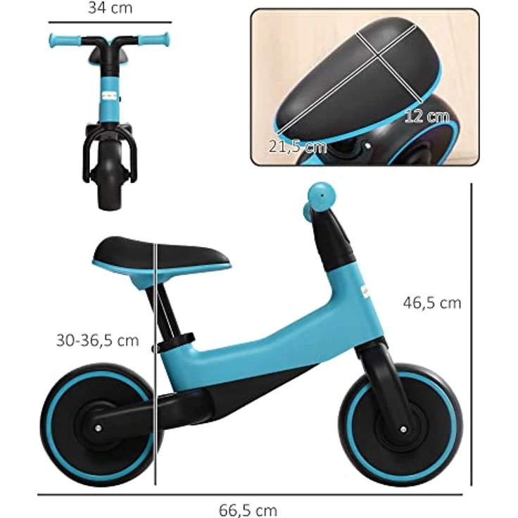 AIYAPLAY Laufrad für Kinder, Kinderrad ohne Pedal, Lauffahrrad für 1,5-3 Jahre Kinder, Rutschrad mit Höhenverstellbarem Sitz, Spielzeug als Geschenke, Blau – Bild 5