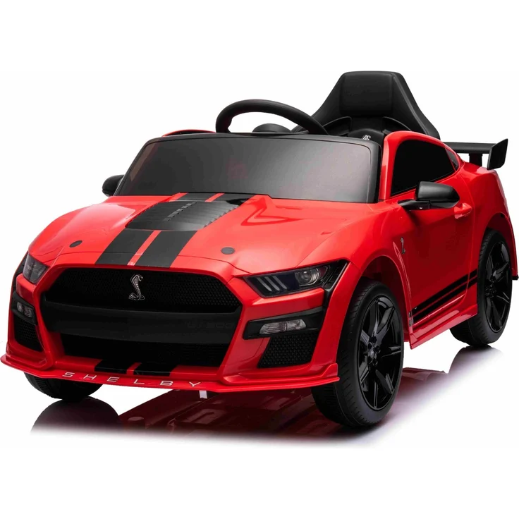 Beneo Ford Shelby Mustang GT 500 Cobra Elektroauto für Kinder, Rot, 2,4-GHz-Fernbedienung, USB-Eingang, LED-Leuchten, 2 x 30-W-Motor, ORIGINAL-Lizenz
