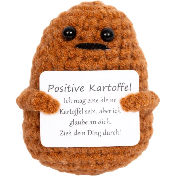 OTTO Kuscheltier Positive Potato Kuscheltier, handgemachte gehäkelte Puppe in Form einer Kartoffel, mit motivierendem Spruch, beige