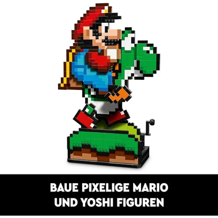 LEGO Super Mario World: Mario & Yoshi Nintendo Set zum Sammeln, pixelige Figuren, Modell zum Bauen und Ausstellen, Wohn-Deko und Sammlerstück, Modellbausatz und Geschenk für Erwachsene Fans 71438, nostalgisches Nintendo Side-Scroller Modell aus LEGO Steinen – Bild 3