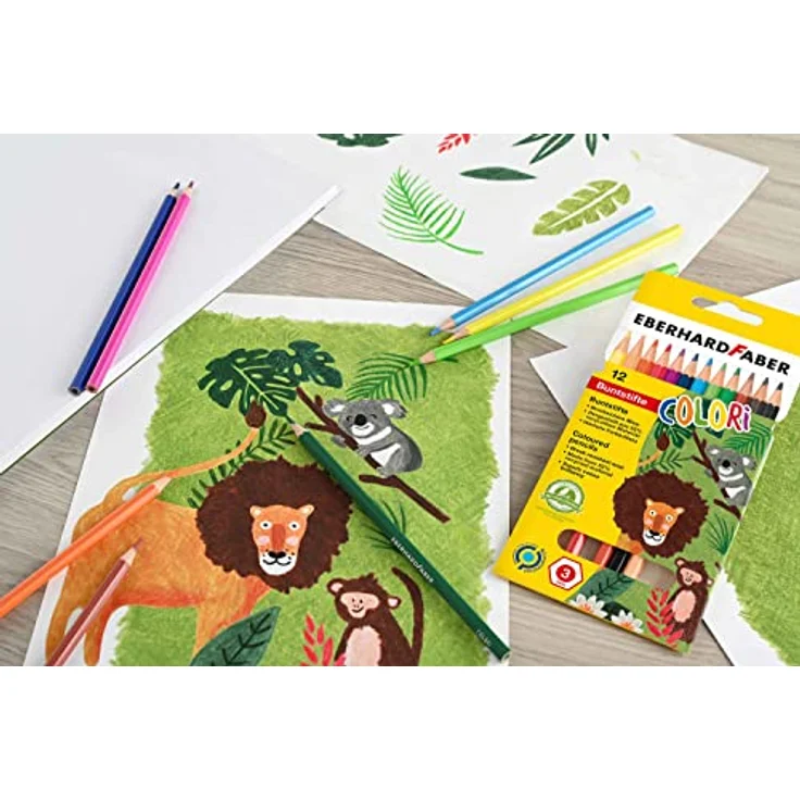 Eberhard Faber Schulstarter Box 560141, inklusive Colori Buntstiften, Winner Deckfarbkasten, A4 Zeichenblock, Wasserbox und Pinsel Set in Blau – Bild 4