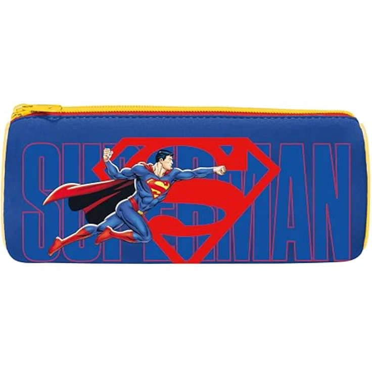 Maped Federmäppchen SUPERMAN, reißfestes Neopren-Schulmäppchen, rund, 21 cm x 6 cm, mit Nylon-Reißverschluss und stabiler Zuglasche – Bild 3