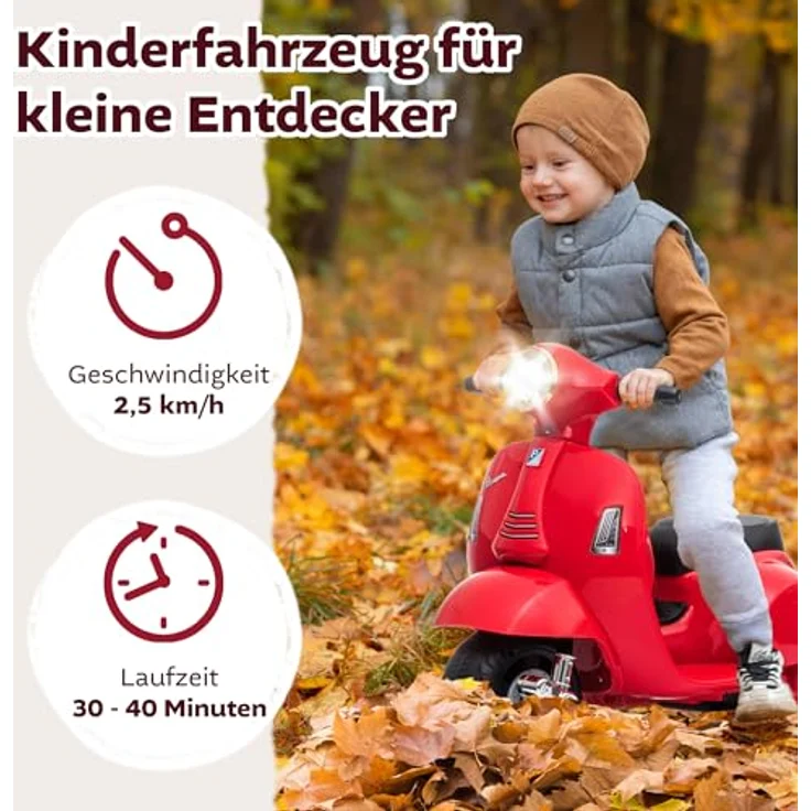 Lemodo Elektro-Kinderroller VESPA mit abnehmbaren Stützrädern, Elektromotorrad, mint/rosa – Bild 9