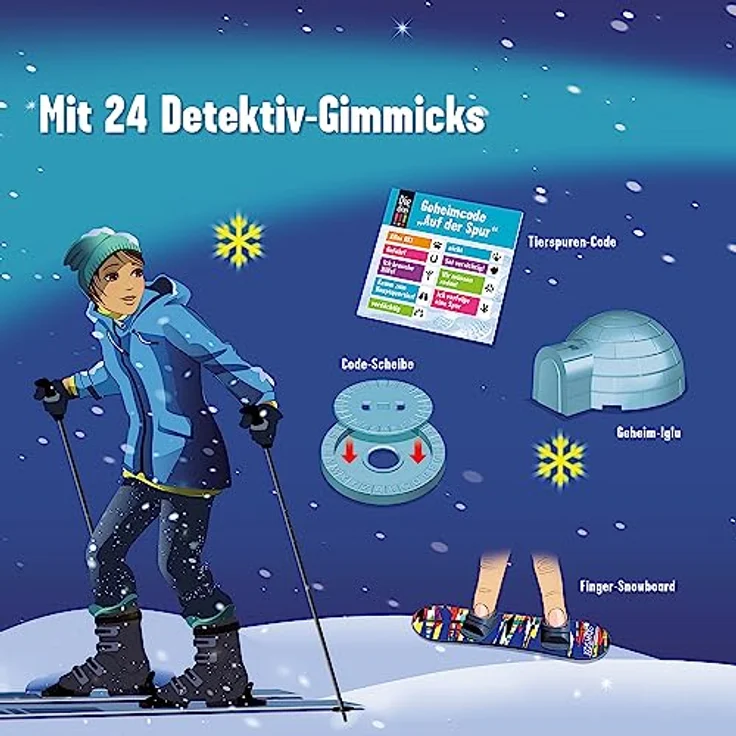 Kosmos 632502 Die DREI !!! Adventskalender 2023, Löse das Rätsel um das Geheimnis auf der Ski-Freizeit, mit 24 Detektiv-Gimmicks, Spielzeug-Adventskalender für Kinder ab 8 Jahre – Bild 4