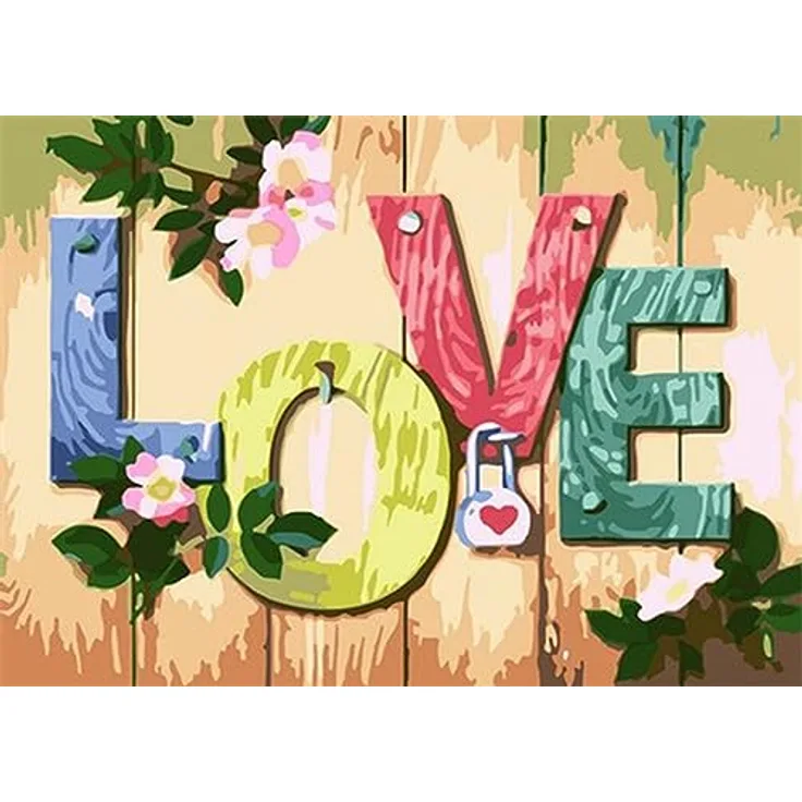 Pracht Creatives Hobby Diamond Painting Set, Bild mit Motiv Love, Größe 35 x 25 cm, Glitzersteinchen, für Kinder ab 5 Jahren, Mehrfarbig, ca. 40 x 30 cm