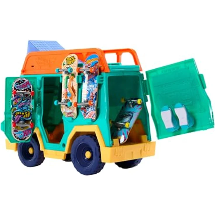 Hot Wheels Skate Skatervan, Spielset mit 2 Rampen, 2 Grind-Rails und exklusivem Fingerboard – Bild 5