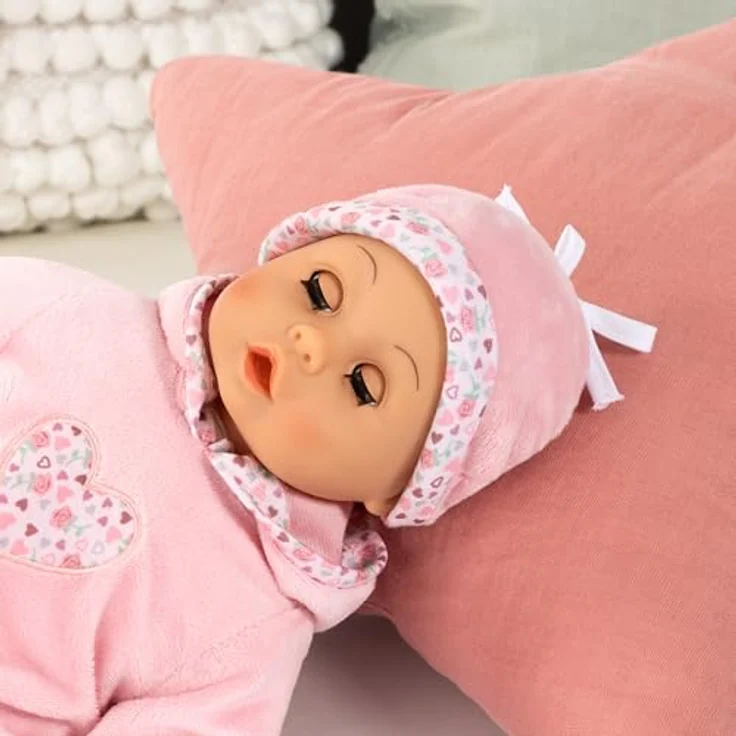 Bayer Babypuppe First Words Baby, 38 cm, rosa, mit Schlafaugen und 24 Babygeräuschen, 3-tlg. Set mit Flasche und Schnuller – Bild 6
