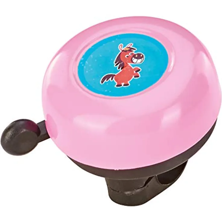 Prophete Unisex Jugend Kinderrad-Glocke, pink mit Pferde-Motiv Fahrradglocke, 5029, Einheitsgröße