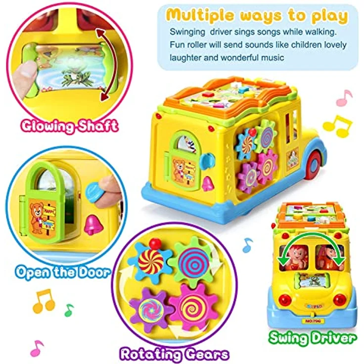 Baby Spielzeug ab 1 Jahr Pädagogisches Intellektuelles Bus Baby Spielzeug ab 6 9 12 18 Monate Tiergeräuschen/Musik/ Bewegung Musikalischer Bus Kinderspielzeug ab 1 2 Jahre Mädchen Junge Geschenk – Bild 6