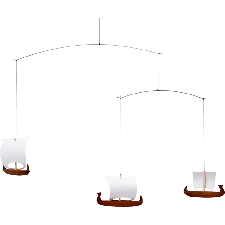 Flensted Mobiles, Babymobile, Drei Wikingerschiffe Mobile mit Geschenkbox